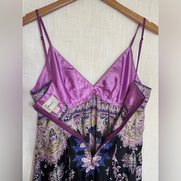 ECI•Purple Paisley Charmeuse Silky•Maxi•Dress•Sz 6 - Picture 8 of 8